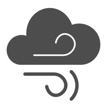 Wind and cloud solid icon. Air blowing vector illustration isolated on white Stock Illustration