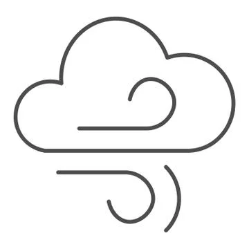 Wind and cloud thin line icon. Air blowing vector illustration isolated on white Stock Illustration