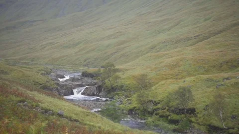 Wind and Clouds in Glen Coe Valleys in Scotland in Autumn Stock Footage 83372178