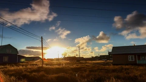 Wind and clouds, Russian village Stock Footage 107533433
