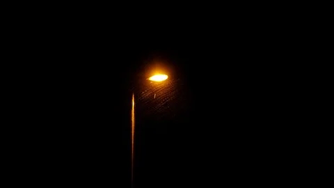Wind and heavy rain over lamp post at night. Night scene footage. Stock Footage 120792599