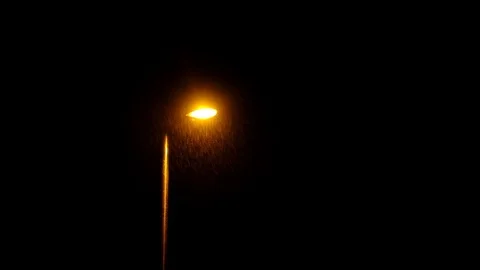 Wind and heavy rain over lamp post at night. Night scene footage. Stock Footage 121414529