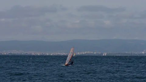 Wind And Kite Surfers Stock Footage 119938383