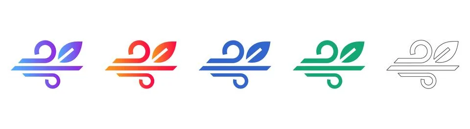Wind and Leaf Eco Concept Icon Set Stock Illustration