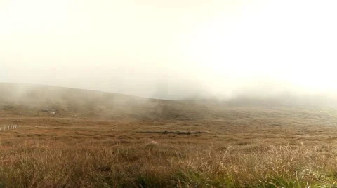 Wind and mist, fast moving clouds on natural landscape Stock Footage 45076160
