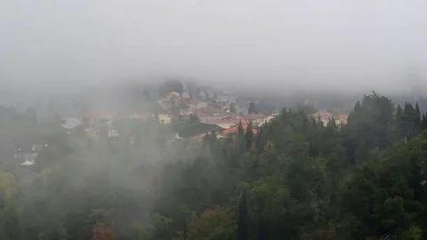 Wind and mist over a small town Stock Footage 69261425