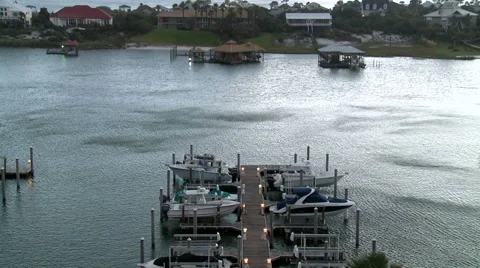 Wind and Rain Squalls Sweep Across Mobile Boat Harbor Stock Footage 54713496