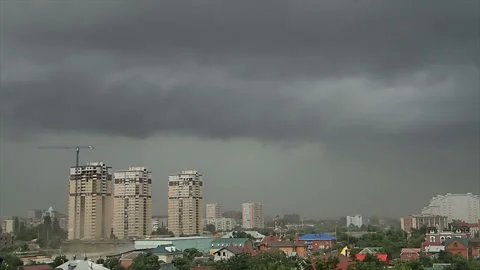 Wind and rain in town Stock Footage 161470979