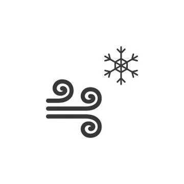 Wind and snow. Icon. Cold weather glyph vector illustration Stock Illustration