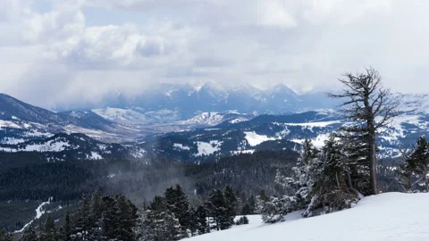 Wind and snow moving through mountain landscape Montana Stock Footage 167049794