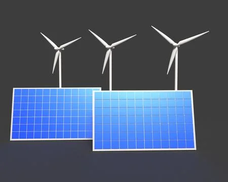 Wind and Solar Energy Setup. Stock Illustration