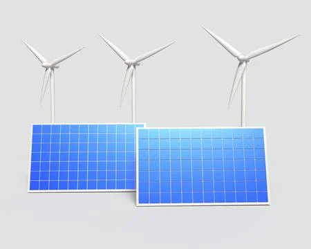 Wind and Solar Power Combo. Stock Illustration