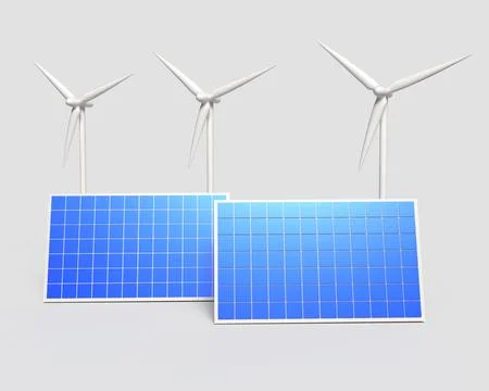 Wind and Solar Power Combo. Stock Illustration