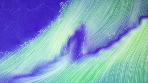 Wind Anomaly Over Taiwan and China Camera Shot of Computer Screen Pixels Vi.. Stock Footage 336803100