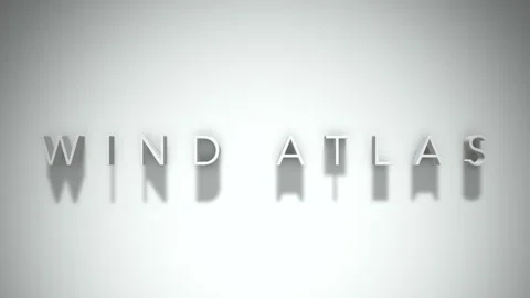 Wind Atlas 3D title animation with shadows on a white background Stock Footage 296050403