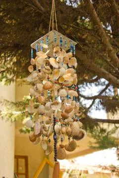 Wind bell made of sea shells Stock Photos