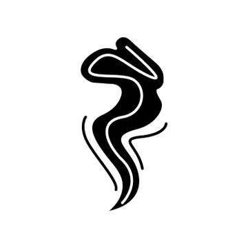 Wind black glyph icon. Cold fresh air swirl. Good smell, perfume scent. Aroma Stock-Illustration