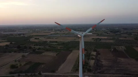 Wind blade aerial view at sunset with 4k drone - cinematic view Stock Footage 159072106