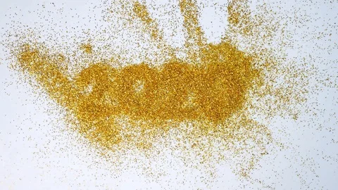 The wind blew yellow glittery glitter show 2020 isolated on white background. Stock Footage 119677778