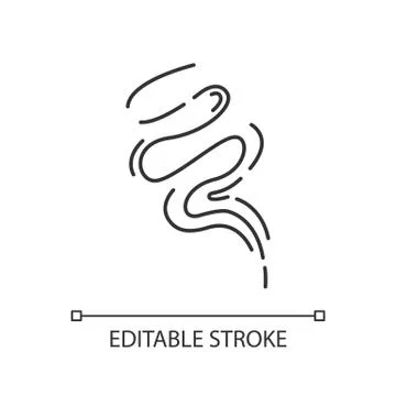 Wind blow pixel perfect linear icon. Good smell, evaporation. Blowing wind sp Illustration