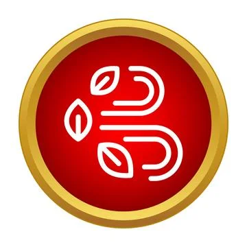Wind blowing leaves in red circle icon Illustrazione stock