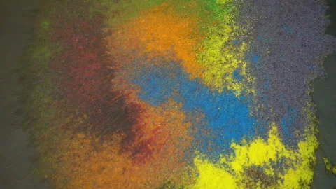 Wind Blowing Mixed Powder Paints Stock Footage 94365849