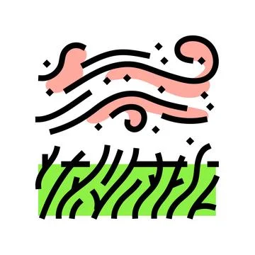 Wind blowing pollen clouds from grass color icon vector illustration Stock Illustration
