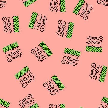 Wind blowing pollen clouds from grass vector seamless pattern イラスト素材