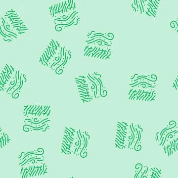Wind blowing pollen clouds from grass line seamless pattern Stock Illustration