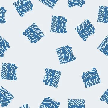 Wind blowing pollen clouds from grass glyph seamless pattern Stock Illustration