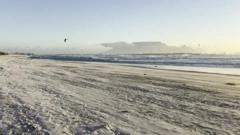 Wind blowing sand on a beach in Cape Town. Stock Footage 321003731