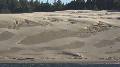 Wind blowing sand on the dunes along the Oregon Siuslaw River Stock Footage 64925682