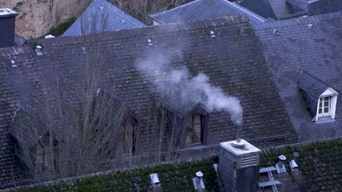 Wind blowing smoke from a chimney Video stock 142714652
