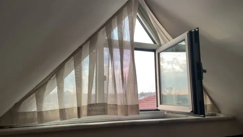 Wind blowing through the window on a cloudy day Stock Footage 155180479