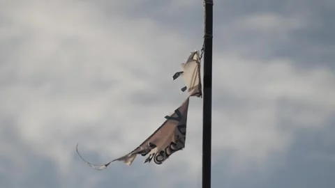 Wind Blowing Torn Kite  – Slow Motion Stock Footage 311074667