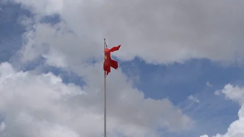 Wind blowing at the Vietnam flag Stock Footage 128167517
