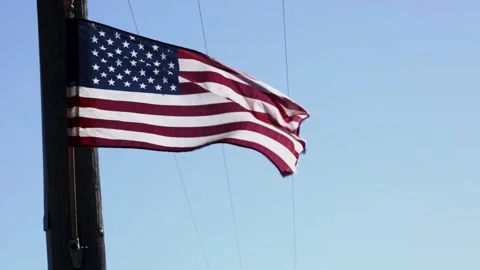 Wind Blown American flag Stock Footage 240630499