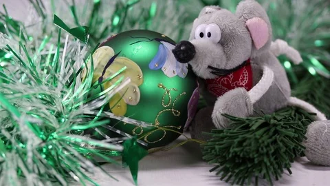 The wind blows Christmas decorations in the form of a green painted ball Stock Footage 121117678