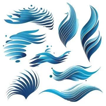 Wind, blue smoke or cold air motion effect isolated on transparent background Stock Illustration