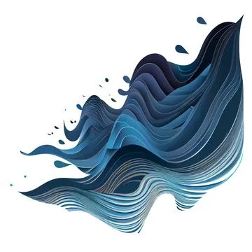 Wind, blue smoke or cold air motion effect isolated on transparent background Stock Illustration