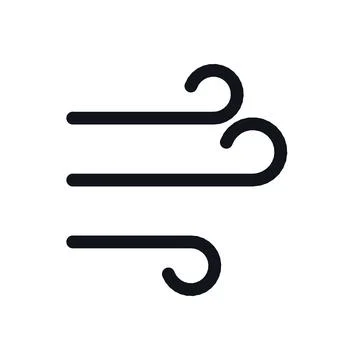 Wind Breeze Black White Line Icon Editable Stroke Vector Symbol Stock Illustration