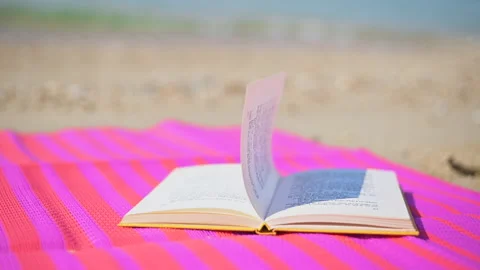 Wind-Brushed Pages on the Beach white waves splashing Stock Footage 250473240