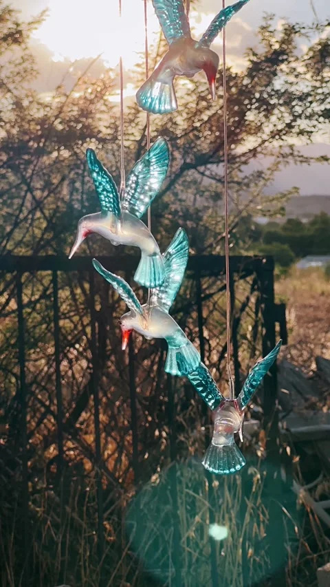 Wind chime, bird wind chime, wind chime outside, bird chime Video stock 252092727