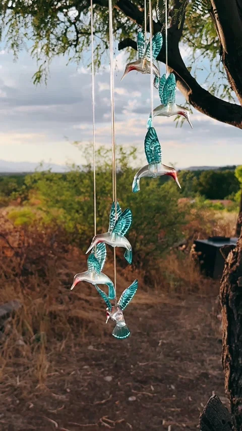 Wind chime, bird wind chime, wind chime outside, bird chime Video stock 252092731