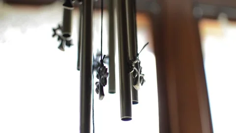 Wind chime decoration. close-up harmony and calm wind chimes. Video stock 235994183