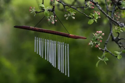 Wind chime in a garden Stock Photos
