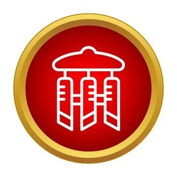 Wind chime icon on a red and gold circle Stock Illustration
