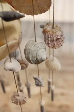 Wind chime made of seashells Stock Photos