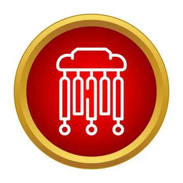 Wind chime outline icon in red gold circle Illustrazione stock