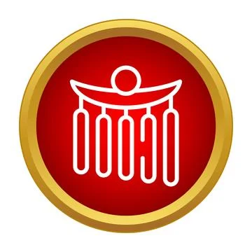 Wind chime outlined icon in red circle Stock Illustration